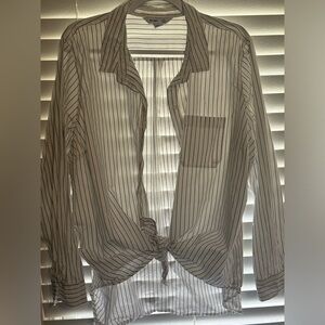 White with black stripes button up top